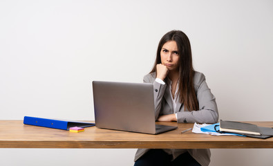 Business woman in a office angry