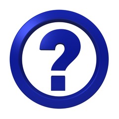question mark sign query symbol interrogation point icon blue 3d label logo button isolated on white