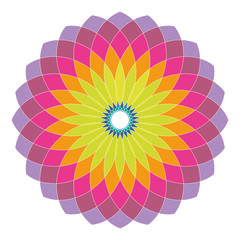 Obraz premium transparent mosaic spirograph pattern in purple, pink, orange,yellow, green and blue