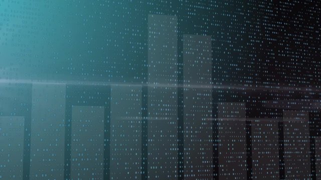 Digital binary code background loop - Fly through abstract 3D rendering of a scientific technology data binary code network conveying connectivity, complexity and data flood of modern digital age