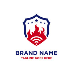logo design signal fire shield
