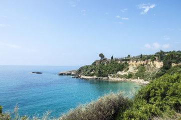 Naklejka premium View on turquoise Ionian sea and landscape in Kefalonia, Greece