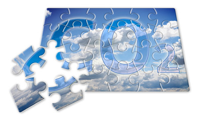 Reduction of CO2 presence in the atmosphere - jigsaw puzzle concept image