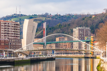 Zubizuri, the Campo Volantin Bridge, Bilbao, Spain