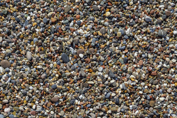 Sea beach chippings background. High detailed texture