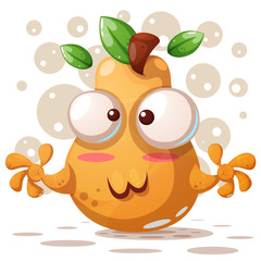 Cute pear illustration - cartoon characters.