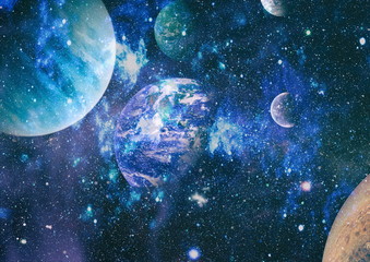 planets, stars and galaxies in outer space showing the beauty of space exploration. Elements...