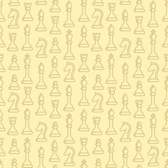 Seamless pattern with ordered chessmen. Linear style vector illustration. Suitable for wallpaper, wrapping or textile