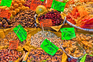 Colorful fruits and vegetables from organic agriculture exhibited in a italian market