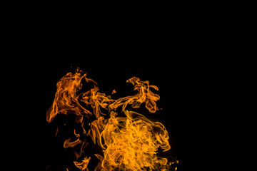 Fire flames on black background. fire on black background isolated. fire patterns.