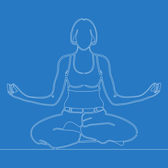 Continuous line drawing Girl in meditation concept