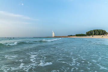 Fototapeta premium Sea waves at Jumeirah beach, Dubai, United Arab Emirates