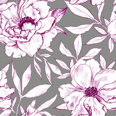 Elegance seamless pattern with floral background.