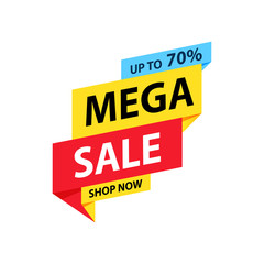 Sale tag. Special offer, big sale, discount, best price, mega sale banner. Shop or online shopping. Sticker, badge, coupon, store. Vector Illustration.