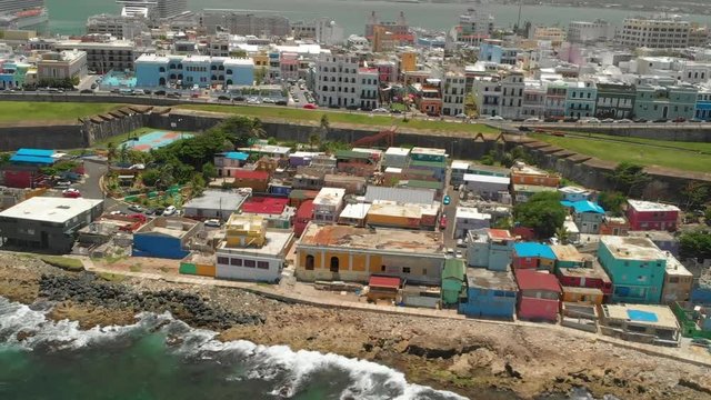 Old San Juan and San Crist&oacute;bal fortress in Puerto Rico Aerial view of Old San Juan and San Crist&oacute;bal fortress in Puerto Rico