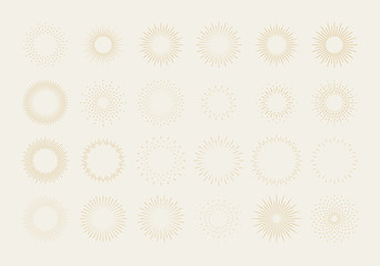 Sunburst set. Big collection sunburst best quality. Star, firework explosion, logo, emblem, tag. Web banner. Vector Illustration.