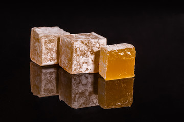 Turkish delight or rahat lokum. East sweet which can be used as a background