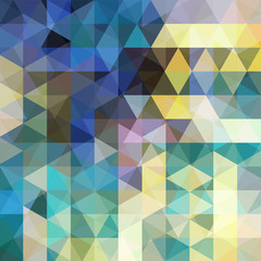 Abstract background consisting of yellow, green, blue triangles. Geometric design for business presentations or web template banner flyer. Vector illustration