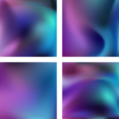 Fototapeta premium Set with abstract blurred backgrounds. Vector illustration. Modern geometrical backdrop. Abstract template. Blue, pink, purple colors.