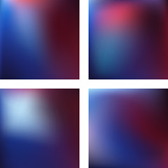 Fototapeta premium Set with abstract blurred backgrounds. Vector illustration. Modern geometrical backdrop. Abstract template. Purple, blue colors.
