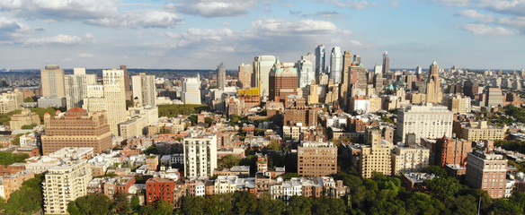Aerial view of downtown Brooklyn. New York City. Brooklyn is the most populous of New York's five boroughs. Traditional building in Brooklyn Heights