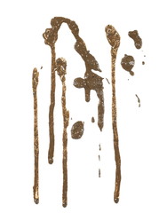 Drops of mud sprayed isolated on white background, with clipping path