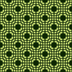 Light green patterns on a dark green background. Seamless graphic pattern. 