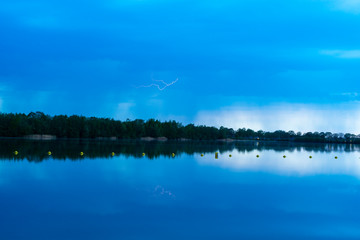 Blue Night with thunderbolt in Netherland
