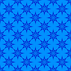 Dark blue stars on blue background. Seamless vector background. 