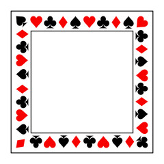 Frame of card suits. playing card suits isolated on white background.
