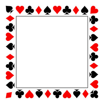 Frame of card suits. playing card suits isolated on white background.
