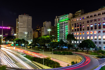 Fototapeta na wymiar 23 de maio Avenue in Sao Paulo, Brazil at Night - Sao Paulo Lights