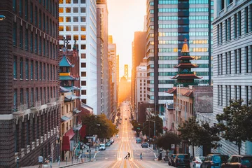  Downtown San Francisco with California Street at sunrise, San Francisco, California, USA © JFL Photography