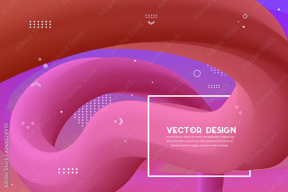 Wall mural colorful design. abstract gradient geometric colorful wavy minimal background. abstract fluid forms.