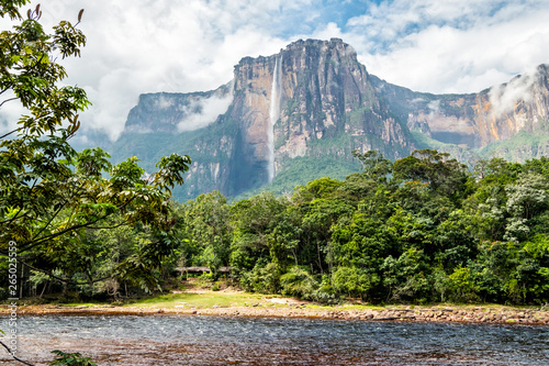 View Of Angel Falls From Carrao River Canaima National Park