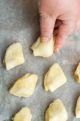 Spread the cottage cheese cookies on a baking sheet before cooking in the oven