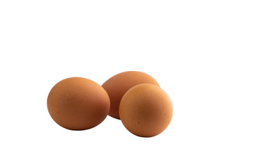 3 chicken eggs isolated on white background