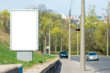 Vertical blank white billboard with place for text or mock up.