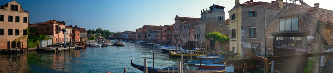 A view of a channel near the ancient Venice Arsenal, Italy.