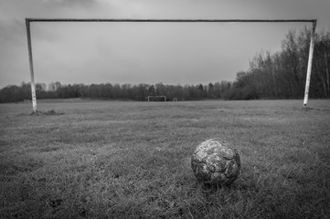 Black and white football pitch