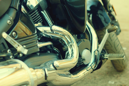 Black motorcycle close-up