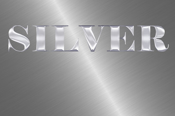 Fototapeta premium Metallic background with the word 'silver' with 3D effect