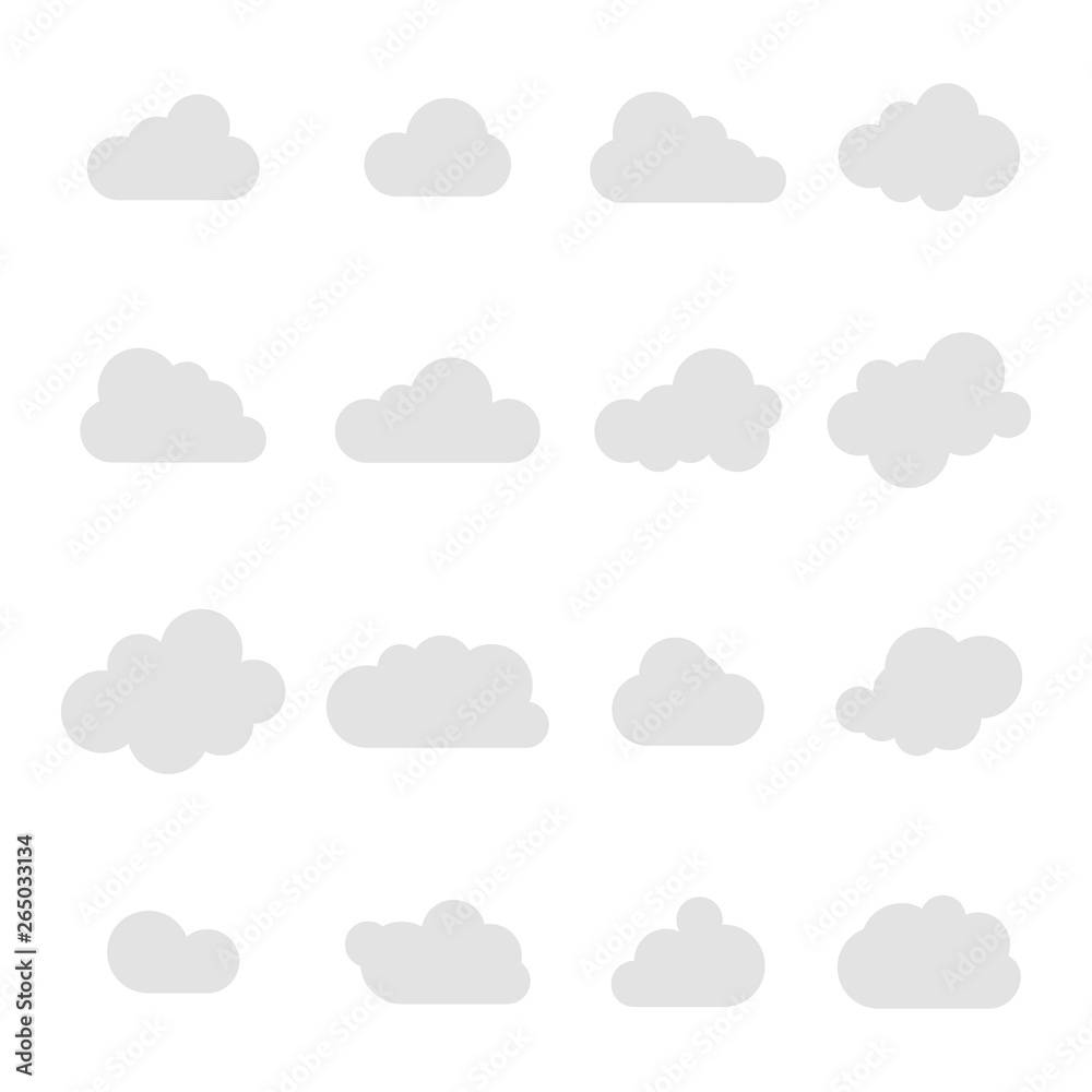 Poster cloud icon. cloud grey colored. sky clouds set. cloud set. vector