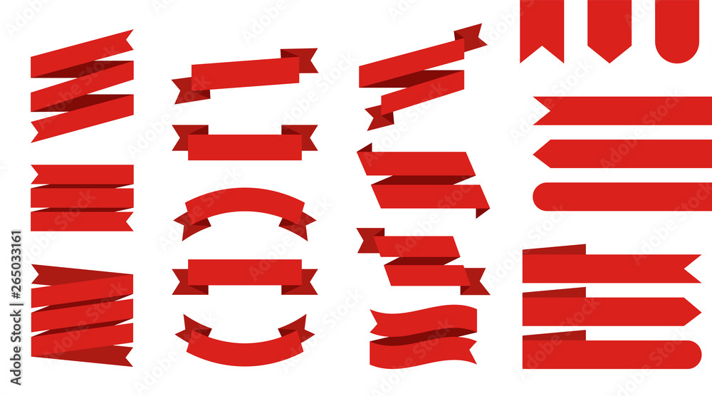 Canvas Prints flat vector ribbons banners isolated background. ribbon red colored. set ribbons or banners. vector