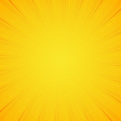 Pop art background. Pattern yellow colored. Comic sunbeam background. Vector EPS 10