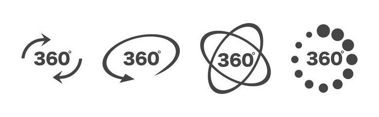 360 degree views set icon. 360 view symbol. Set of line icons. Vector