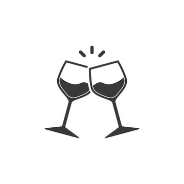 Champagne glasses icon. Glasses with wine in flat style. Vector