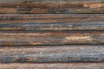 Horizontal wood background from planed logs