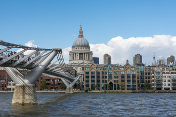 London skyline and the Thames and Millennium Bridge