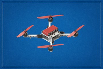 A desing of a drone in blueprint.